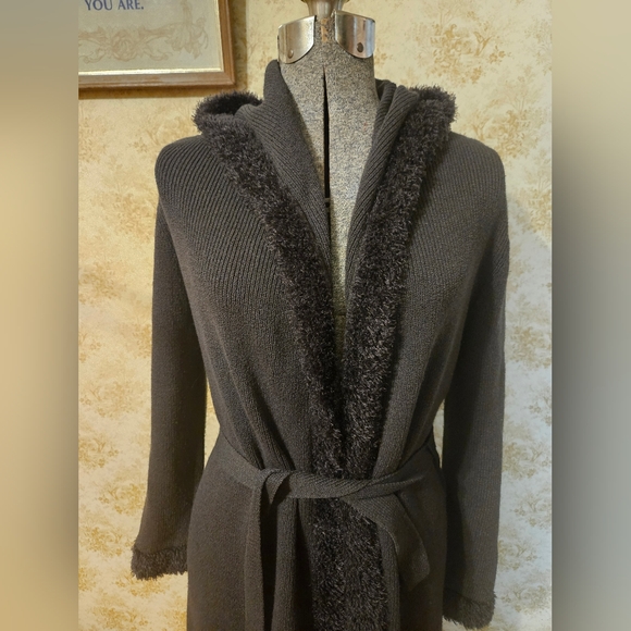 Max Studio y2k (2001) VINTAGE Small grey cardigan sweater with hood - Picture 2 of 12